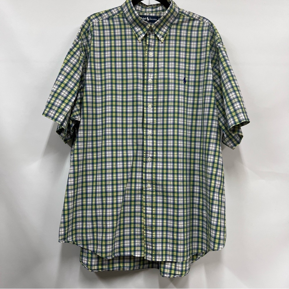 Ralph Lauren Blake XXL Green Blue yellow Casual Button Down Shirt 100% cotton